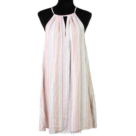 LOFT | Dresses | The Loft Outlet Womens Linen Blend Striped Keyhole ...